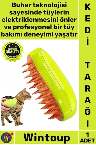 Tarak Çok Fonksiyonlu Masaj Etkili Düğüm Çözücü Parlak Tüy Bakımı Profesyonel Buharlı Kedi Tarağı