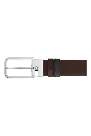 Montblanc Sartorial Deri Dikdörtgen Tokalı 35 Mm Çift Taraflı Kem Siyah