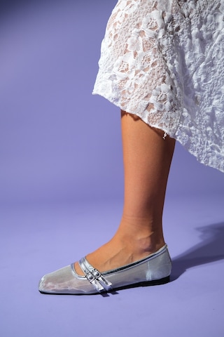 Luvishoes Luvi Shoes Moana Gümüş Fileli Kadın Babet Ayakkabı Gumus