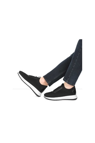 Erkek Siyah Kalın Tabanlı Deri Sneaker