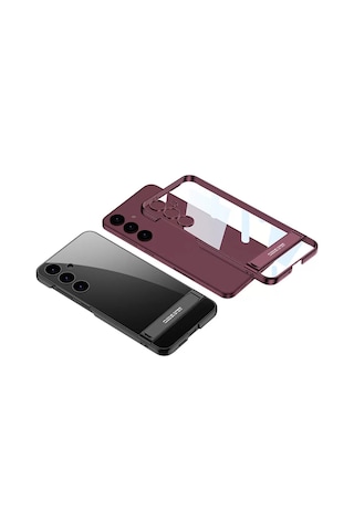 Galaxy Uyumlu S24 Kılıf Zore Kamera Korumalı Şeffaf Dikey Standlı Ays Kapak 1