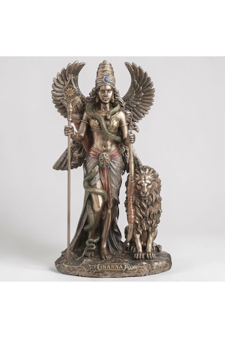 Dekoratif Inanna Biblo Wise Veronese Poliresin Mezopotamya Tanrıçası Figürü 23 Cm .