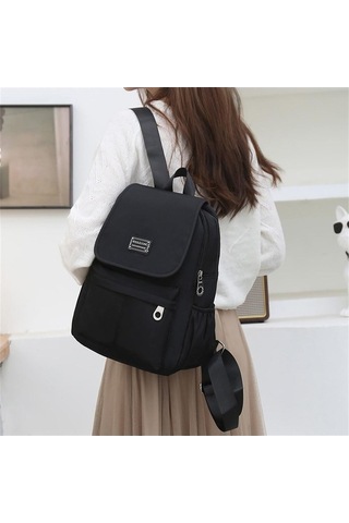 Luckydog Siyah Oxford Kadın Çanta, 28x12x38cm, Rahat Moda Sırt Çantası Siyah