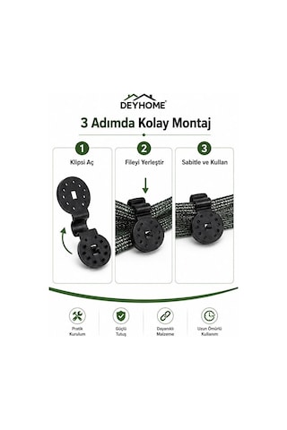 Deyhome Gölgelik Sabitleme Klipsi Uv Dayanımlı Sera, Bahçe Filesi, Gölgelik Tente Ve Tarım Ağı Sabitleyici K Genel