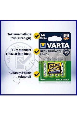 Varta Ready2USE 2100 mAh AA Şarj Edilebilen Pil 8'li + Saklama Kabı
