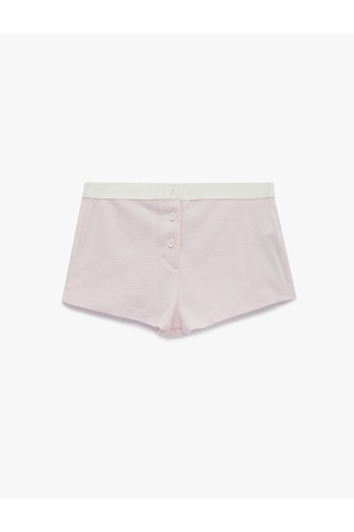 Koton Beli Lastikli Düğme Detaylı Rahat Kesim Pamuklu Şort Pijama Altı Pınk Strıpe 6slk80037mk Pembe