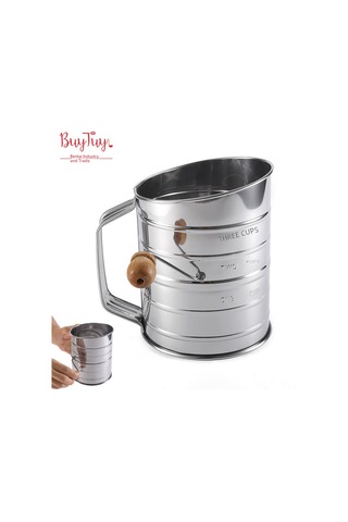 Wezone 430 Çelik El Çarklı Un Eleği,斜口刻度lu, Hamur-pasta Fırın Aleti, Ev-hotel Restoran Kullanıma Uygun, Dayanıklı Ve Hafif Kullanım Diğer