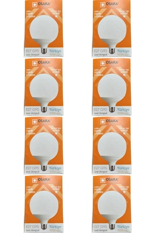 Osaka 15w 100w 6500k Beyaz Işık E27 Duylu G95 Led Glop Ampul 8 Adet