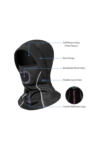 Rockbros Kış Kar Maskesi - Yüz Maskesi Nefes Alabili - Bisiklet, Siyah