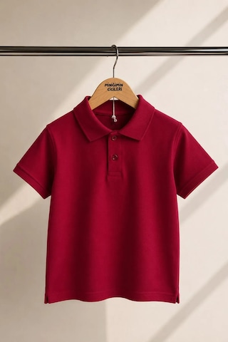 Minigimin Cicileri Polo Yaka Kısa Kol Unisex Çocuk Okul Tşörtü - Bordo