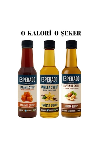 Şekersiz Sugar Free Vanilya-karamel-fındık Aromalı Kahve Şurubu 250 Ml X 3 Adet Diğer