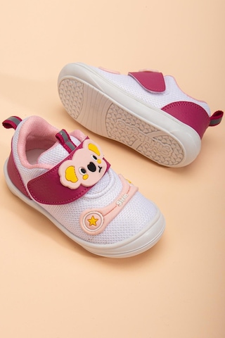 Şirinbebe Ortopedik Kız Bebek İlkadım Ayakkabı Fuşya Cırtlı Anorak-4055 Fuşya