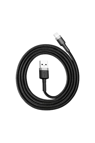 Cafule Serisi, 2.4 A Usb-a & Lightning Şarj Kablosu & Data Aktarım Kablosu, 1 Metre, Gri - Siyah