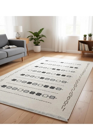 Küçük Kutular Modern Halı Dekoratif Kilim Krem