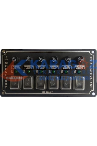 MOONLIGHT YATAY 6'LI SWITCH PANEL SİGORTALI MOONLIGHT YATAY 6'LI SWITCH PANEL SİGORTALI