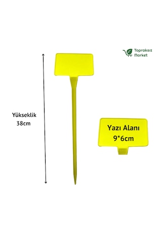 Sarı Bitki Fidan Etiketi 10 Lu Set 33x10 Cm Plastik Fide Tanıma Etiketi 10 Adet