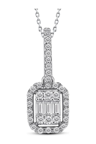 Modern Tasarım 0.25 Ct Baget Kare Tektaş Kolye