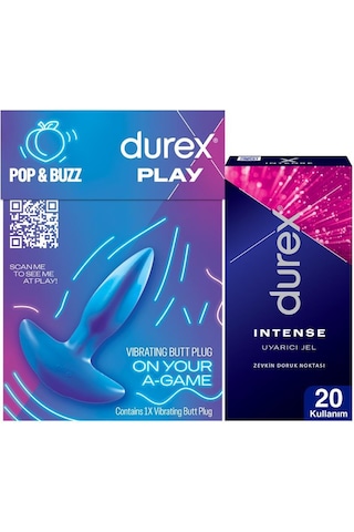 Durex Titreşimli Anal Plug Tıkaç + Durex Intense Uyarıcı Jel 10 ML