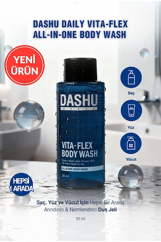 Saç, Yüz Ve Vücut İçin Hepsi Bir Arada Duş Jeli Dashu Daily Vita-flex All In One Body Wash 50ml Narenciye