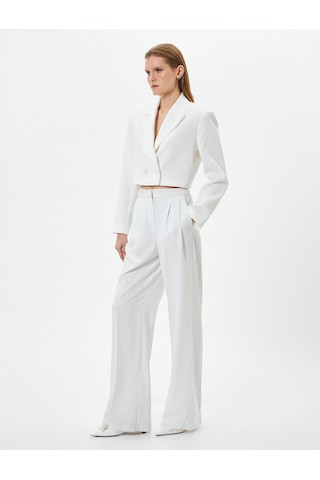 Koton Crop Blazer Ceket Düğmeli Kruvaze Kırık Beyaz 4sak50015uw 4SAK50015UW001 Ekru