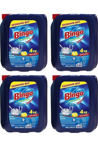 Bingo Bulaşık Sıvısı 4 Litre Limon Kokulu Elde Yıkama X 4 Adet