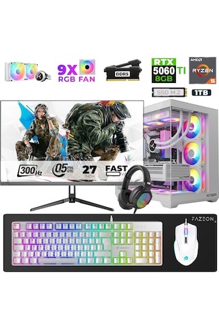 Xaser Star X320 R5-7500F 32 GB 1 TB SSD 8 GB RTX5060Tİ 27" Dos NVME Masaüstü Oyuncu Bilgisayarı