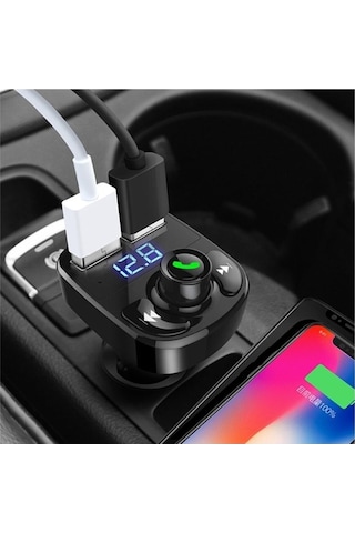 Araç Fm Transmitter 5.0 Bluetooth Araç Kiti Usb Mp3 Sd Kart Flash Için Uygun Çakmaklık Girişli
