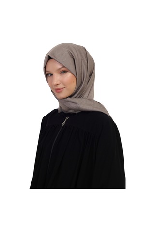 Çift Taraflı Düz Jakar Şal Parlak & Mat Dokulu, Özel Gün Şalı, Düz Renk Vizon