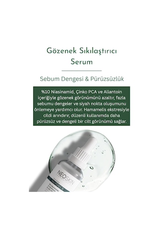 Gözenek Sıkılaştırıcı, Siyah Nokta Ve Akne Karşıtı Serum 10% Niacinamide Zincpca Salicylic Acid