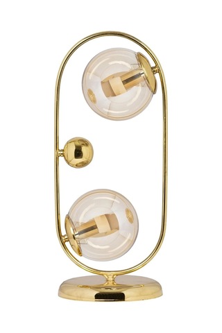 Sarı Kaplamalı Gold Camlı Masa Lambası 1 Adet