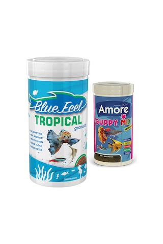 Tropical Mix 1000ml ve Guppy Mix Granules 250ml Kutu Balık Yemi
