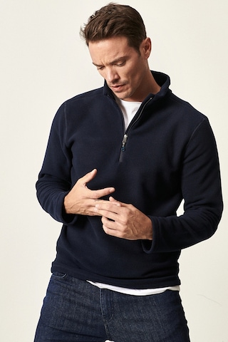 AC&Co / Altınyıldız Classics Anti-Pilling Tüylenme Yapmayan Bato Yaka Erkek Polar Sweatshirt 4A5221100016LACXXL Lacivert