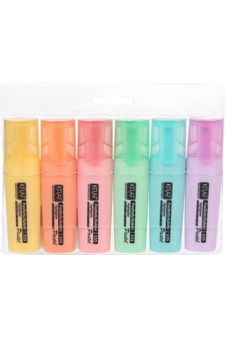 Kraf 335 Pastel Fosforlu Kalem Seti 6 Renk Çok Renkli