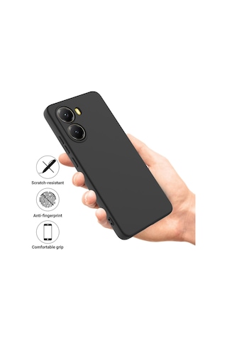 Xiaomi Poco X7 Pro İçin Düz Renk Sıvı Silikon Damlamaz Tam Kapsama Telefon Kılıfı Siyah