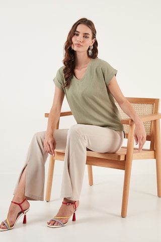 Lela Rahat Kesim Esnek V Yaka Bayan Bluz 5865039 Olive