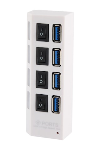 Sones 4 Portlu Usb 3.0 Hub, Süper Hızlı 5 Gbps, Tak Ve Çalıştır, 1 Tb Destek Beyaz
