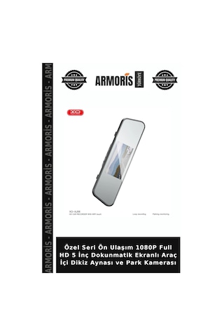 Özel Seri Ön Ulaşım 1080p Full Hd 5 İnç Dokunmatik Ekranlı Araç İçi Dikiz Aynası Ve Park Kamerası