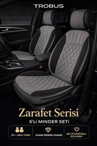 Dacia Jogger 2022 Ve Sonrası Uyumlu Zerafet Serisi Gri Siyah 5'li Ortopedik Koltuk Minderi 41626941