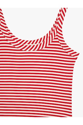 Koton Slim Fit U Yaka Askılı Çizgili Atlet Kırmızı Çizgili 6sak10038pk