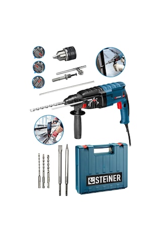 Steiner 4000 W Darbeli Kırıcı Delici Matkap + Mandren + 5 Parça Uç