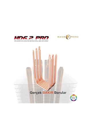 Gametech Hd6.2 Rgb 6 Bakır Boru Kule Tipi Amd Intel İşlemci Fanı