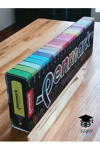 Penmark 24 Renk Plastik Standlı Fosforlu Kalem Seti İşaretleme Kalem Seti Highlighter Çok Renkli