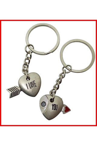 Evli Çift Anahtarlık Kalpler Mıknatıslı