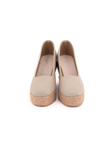 Star Tombis Bej Bej Platformlu Keten Dolgu Topuk Pl1000-1011