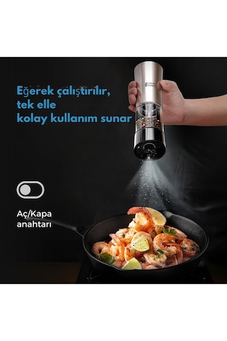 Lebenlang Elektrikli Tuz Ve Karabiber Değirmeni Seti, Şarj Edilebilir, Devrilme Sensörlü, Paslanmaz Çelik Kahve Değirmeni & Öğütücüler Çok Renkli