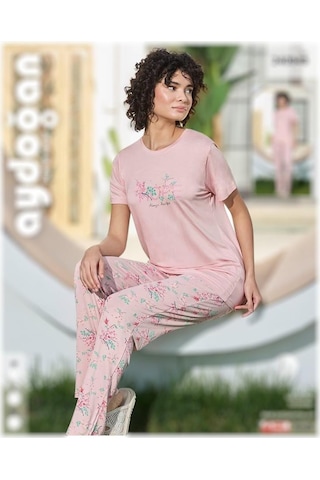 Aydoğan Kadın Pudra Viskon Kısa Kollu Pijama Takımı 240949 Pudra