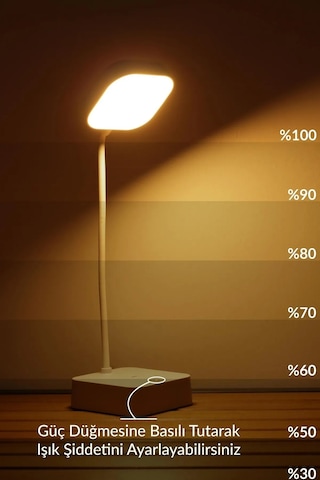 Yeşil Şarjlı Masa Lambası Dokunmatik 20 Led Kademeli