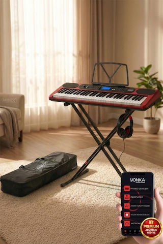Midex Ps-5200rd-hs Pro Org 61 Led Işıklı Tuş Hassasiyetli Bluetooth Midi Kulaklık Stand
