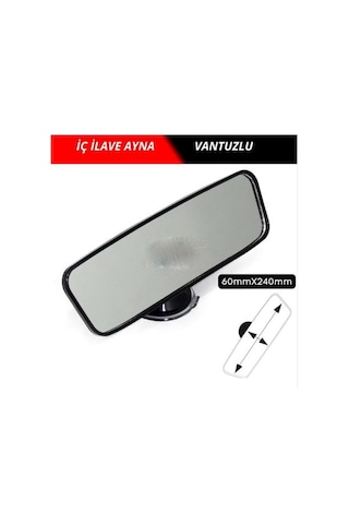 Her Araca Uyumlu Siyah Çerçeveli Dikiz Aynası 60 Mm X 240 Mm Vantuzlu İç İlave Sy-212