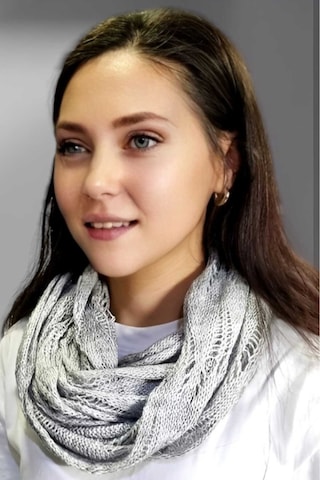 Tezzgelsin Kadın Çift Dolama Triko Örgü Boyunluk Gri